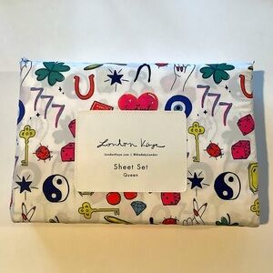 London Kaye Lucky Girl 4 Piece Queen Sheet Set New